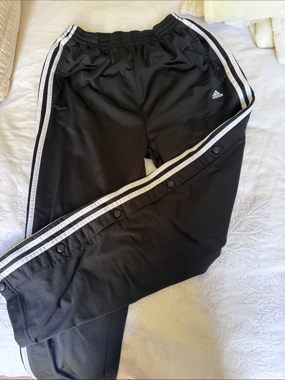 adidas Black Jogger Pants with White Side Stripes